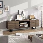 Mobile TV industriale con 2 cassetti | Legno naturale e gambe in metallo resistente