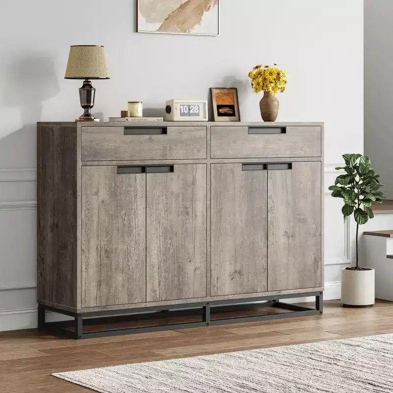 Mobile Contenitore da Cucina Moderno Grande da 140 cm | 2 Cassetti e 4 Ante, Credenza per Angolo Caffè