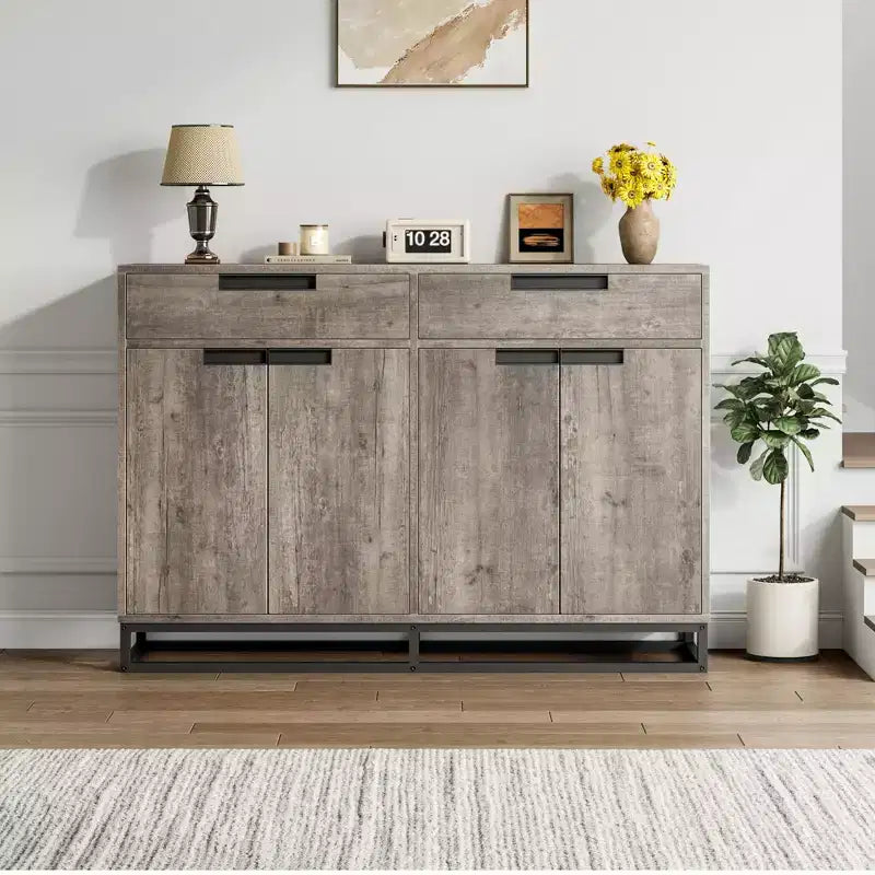 Mobile Contenitore da Cucina Moderno Grande da 140 cm | 2 Cassetti e 4 Ante, Credenza per Angolo Caffè