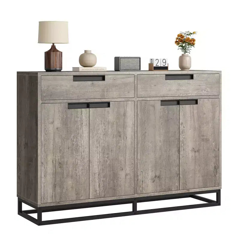 Mobile Contenitore da Cucina Moderno Grande da 140 cm | 2 Cassetti e 4 Ante, Credenza per Angolo Caffè