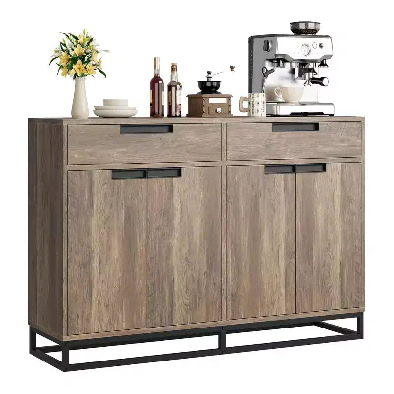 Mobile Contenitore da Cucina Moderno Grande da 140 cm | 2 Cassetti e 4 Ante, Credenza per Angolo Caffè