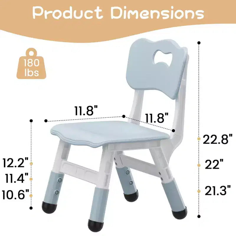 Sedia per bambini, Sedia per bambini regolabile in 3 livelli di altezza, Sedie in plastica per bambini da 2 a 6 anni, Adatta per casa, famiglia, aula e asilo nido