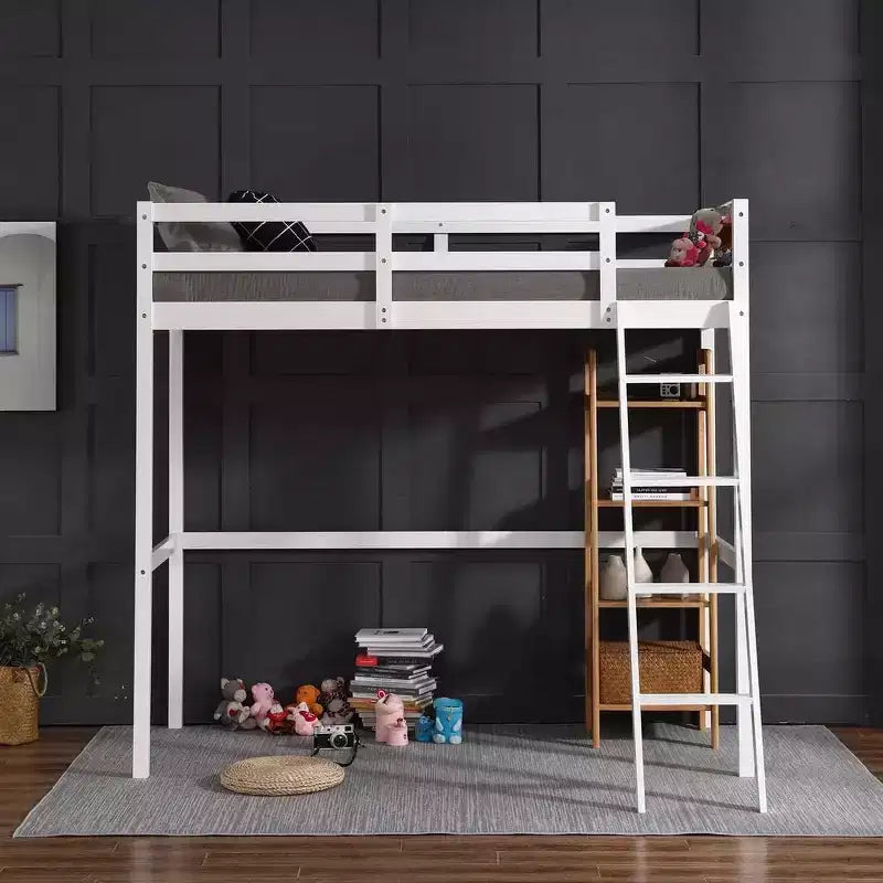 Struttura Letto a Soppalco Alto per Bambini/Ragazzi | Legno Massello di Pino con Sponde di Sicurezza