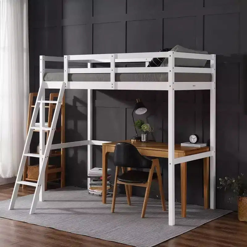 Struttura Letto a Soppalco Alto per Bambini/Ragazzi | Legno Massello di Pino con Sponde di Sicurezza