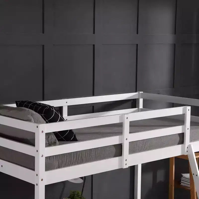 Struttura Letto a Soppalco Alto per Bambini/Ragazzi | Legno Massello di Pino con Sponde di Sicurezza