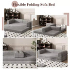 Divano Letto Convertibile in Velluto a Coste | Futon a 3 Posti Pieghevole King Size, Nessun Montaggio