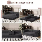 Divano Letto Convertibile in Velluto a Coste | Futon a 3 Posti Pieghevole King Size, Nessun Montaggio