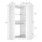 Sistema armadio angolare autoportante | 2 aste appendiabiti e scarpiera, 203 cm H, MDF