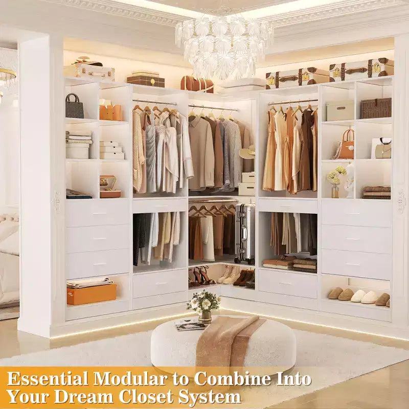 Sistema armadio angolare autoportante | 2 aste appendiabiti e scarpiera, 203 cm H, MDF