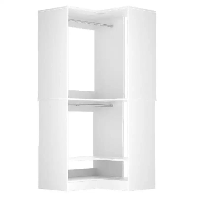Sistema armadio angolare autoportante | 2 aste appendiabiti e scarpiera, 203 cm H, MDF