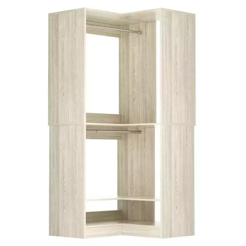 Sistema armadio angolare autoportante | 2 aste appendiabiti e scarpiera, 203 cm H, MDF