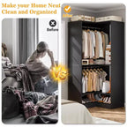 Sistema armadio angolare autoportante | 2 aste appendiabiti e scarpiera, 203 cm H, MDF