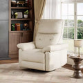 Power Recliner Chair, 270 Swivel Rocking Glider PU Leather Upholstered Fabric and Button Tufted Backrest, Ergonomic Nursery Chair for Living Room
