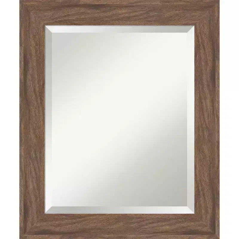 Amanti Art Pia Medium Brown Beveled Framed Bathroom Vanity Wall Mirror