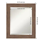 Specchio da Parete per Bagno con Cornice Smussata Marrone Medio | 16"L x 20"A