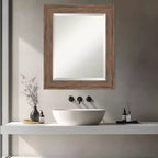 Specchio da Parete per Bagno con Cornice Smussata Marrone Medio | 16"L x 20"A