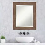 Specchio da Parete per Bagno con Cornice Smussata Marrone Medio | 16"L x 20"A
