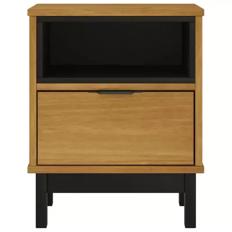 Comodino in Legno Massello di Pino | 1 Cassetto e Ripiano Aperto, 40 cm L x 35 cm P x 50 cm H