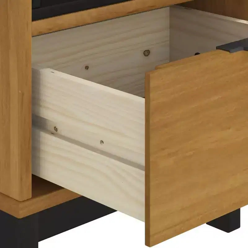 Comodino in Legno Massello di Pino | 1 Cassetto e Ripiano Aperto, 40 cm L x 35 cm P x 50 cm H