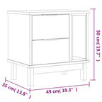 Comodino in Legno Massello di Pino | 2 Cassetti e Ripiano Aperto, 49 cm L x 35 cm P x 50 cm H