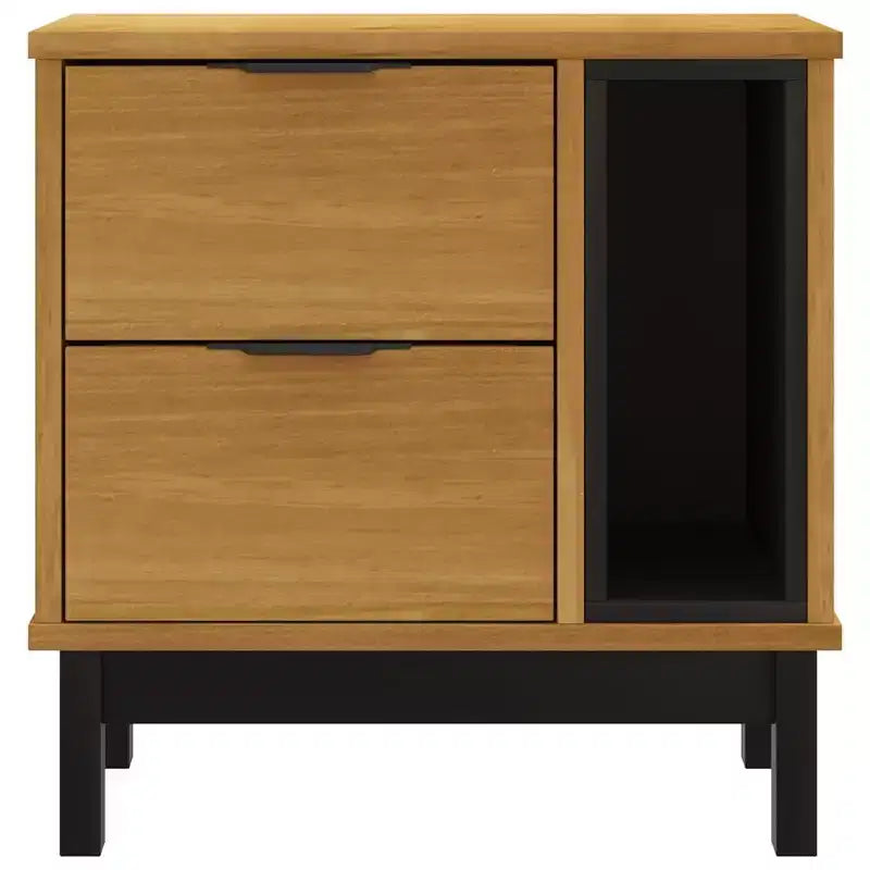 Comodino in Legno Massello di Pino | 2 Cassetti e Ripiano Aperto, 49 cm L x 35 cm P x 50 cm H
