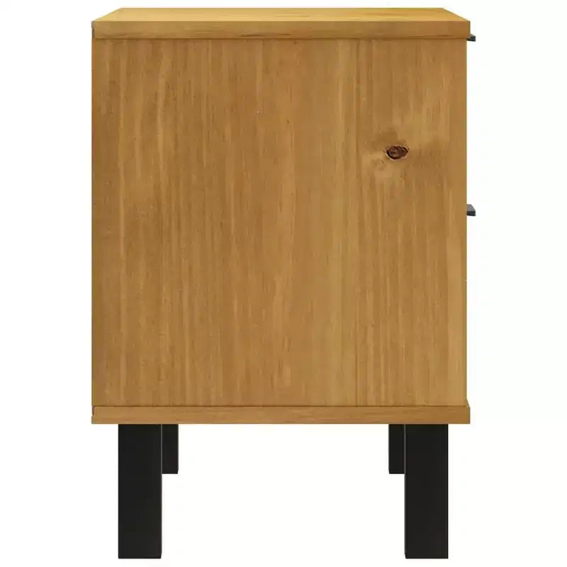 Comodino in Legno Massello di Pino | 2 Cassetti e Ripiano Aperto, 49 cm L x 35 cm P x 50 cm H