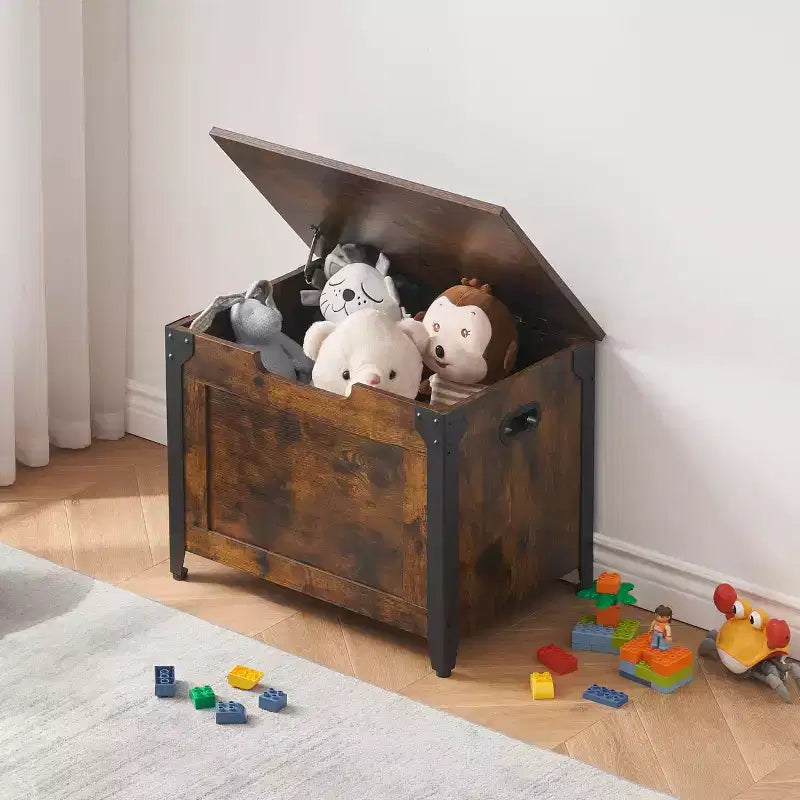 Panca Contenitore con Coperchio, Baule Portagiochi con Cerniera di Sicurezza per la Stanza dei Bambini e la Camera da Letto