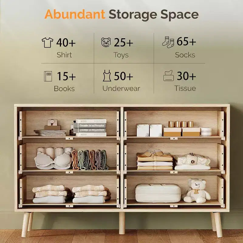Comò a 6 cassetti in rattan | Cassettiera boho in canna intrecciata, 120 cm di larghezza