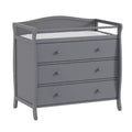 Wooden Baby Changing Table Dresser C Grey, with 3 Drawers, Safety Rails & Strap for Nursery/Bedroom