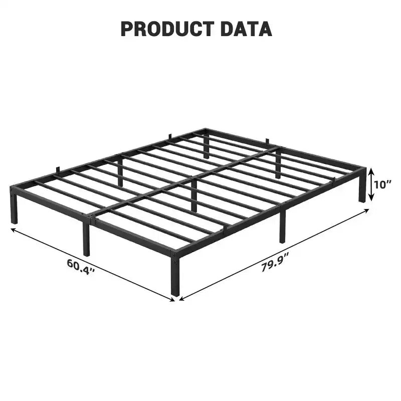 Struttura letto resistente con contenitore, base a piattaforma in metallo con barre di supporto in acciaio, silenziosa, facile da montare, non richiede rete a molle