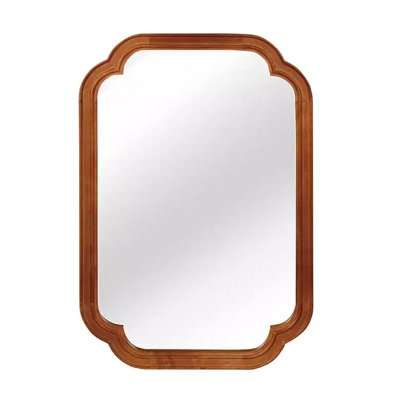 Specchio decorativo da parete con cornice in legno massello, angoli arrotondati, colore legno naturale, 20 x 30 pollici, per camera da letto, ingresso e soggiorno
