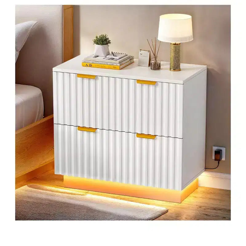 Schedario laterale a 2 cassetti con luce LED, schedario per ufficio, schedario per casa e ufficio, per documenti formato Letter, Legal, A4