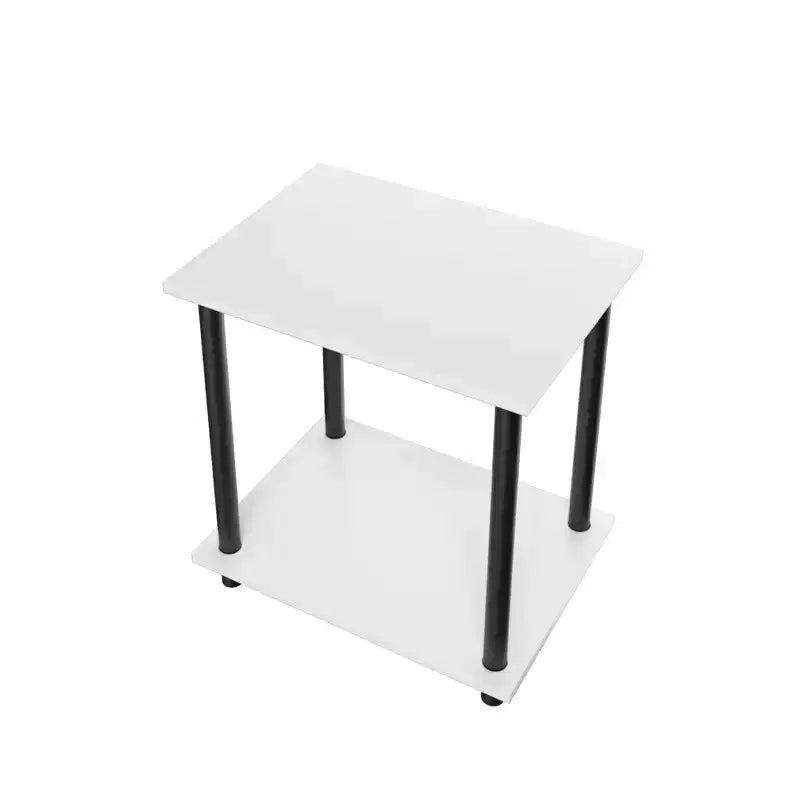 Tavolino Laterale in Legno a 2 Ripiani con Presa di Corrente Integrata e Porte USB | Scaffale Compatto da 38 cm