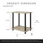 Tavolino Laterale in Legno a 2 Ripiani con Presa di Corrente Integrata e Porte USB | Scaffale Compatto da 38 cm