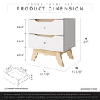 Tavolino Rettangolare con 2 Cassetti in Rovere Bianco e Naturale | Tavolino Compatto da 48 cm