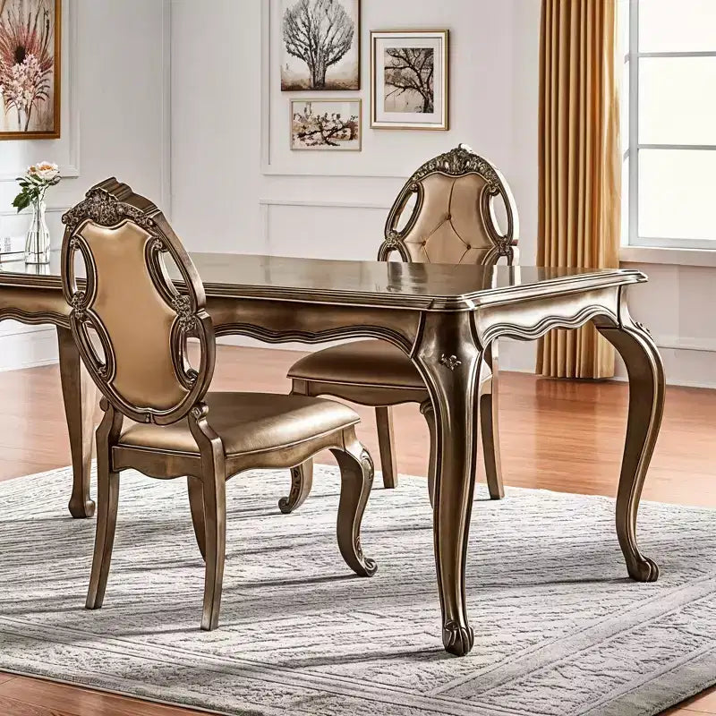 Set di 2 sedie da pranzo trapuntate in ecopelle e rovere | Legno massello, 109 cm H