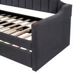 Divano Letto Estraibile Imbottito con Rotelle, Struttura Divano Letto Singolo per Camera da Letto, Nero