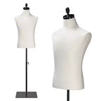 VINGLI Male Mannequin Torso with Wooden/Metal Stand, Adjustable Height Male Dress Form Body for Clothing Display and Sewing (Metal Base)