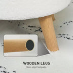 Pouf contenitore rotondo in lino | Poggiapiedi imbottito con contenitore nascosto e gambe in legno