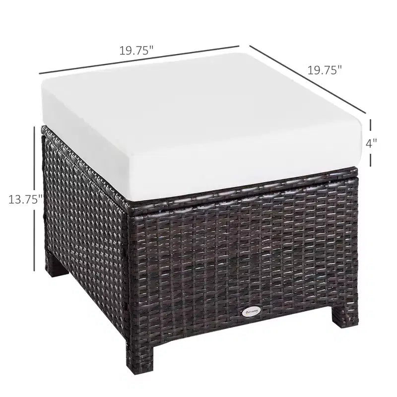 20 Pouf da esterno in vimini, in rattan PE, poggiapiedi, seduta aggiuntiva, tavolino con morbido cuscino