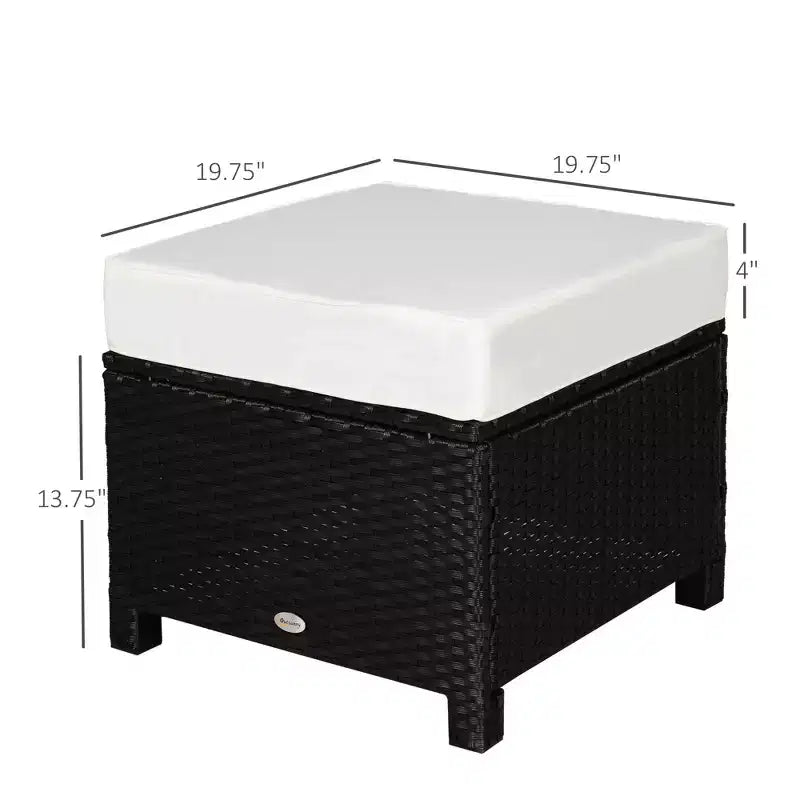 20 Pouf da esterno in vimini, in rattan PE, poggiapiedi, seduta aggiuntiva, tavolino con morbido cuscino