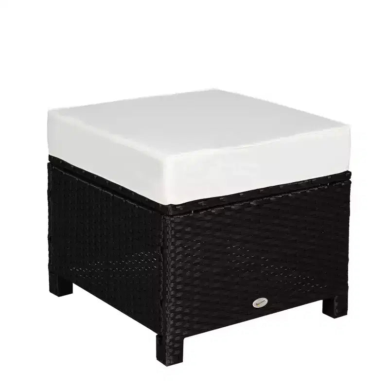 20 Patio Wicker Ottomanpurpose Outdoor PE Rattan Footrest, Additional Seating, Side Table with Soft Cushion