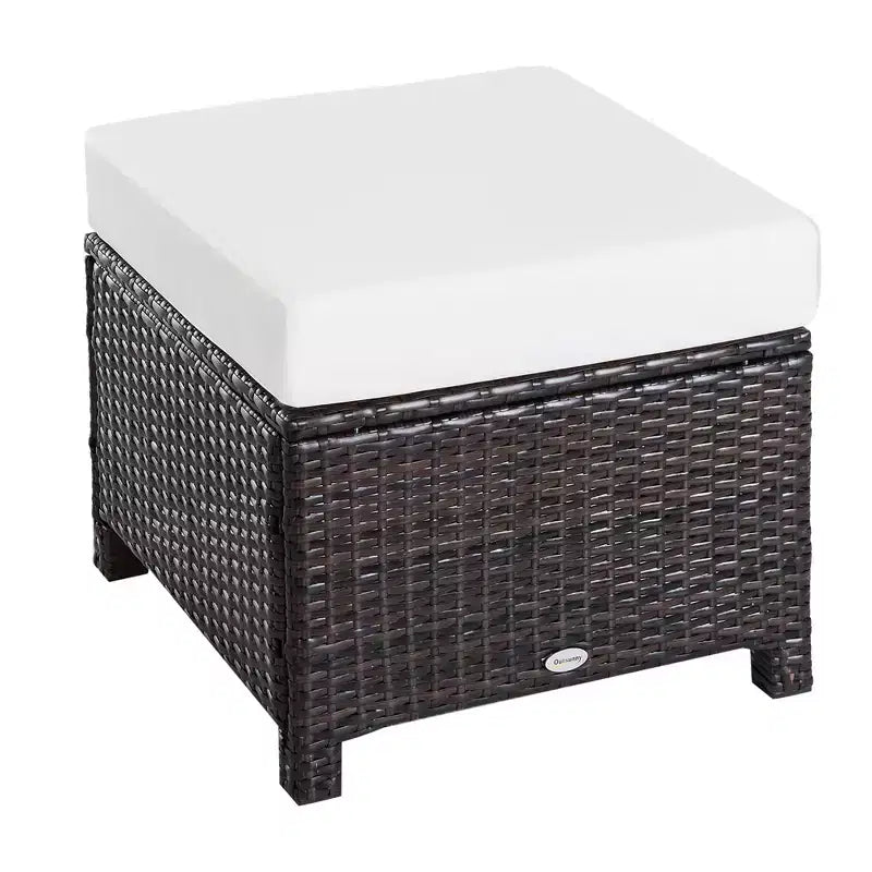 20 Pouf da esterno in vimini, in rattan PE, poggiapiedi, seduta aggiuntiva, tavolino con morbido cuscino