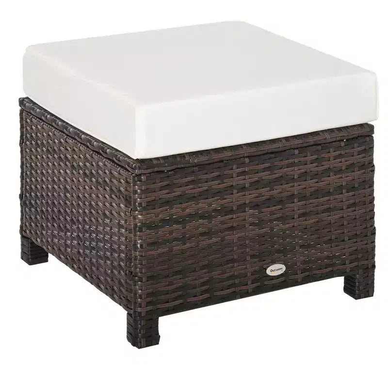 20 Pouf da esterno in vimini, in rattan PE, poggiapiedi, seduta aggiuntiva, tavolino con morbido cuscino
