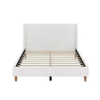 Letto Imbottito Moderno con Base a Piattaforma | Testiera a Orecchie e Gambe in Noce, Queen/King