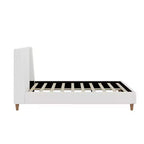 Letto Imbottito Moderno con Base a Piattaforma | Testiera a Orecchie e Gambe in Noce, Queen/King
