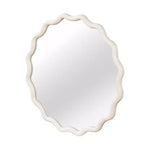 Specchio da parete rotondo ondulato con cornice in legno massello da 36" | Arredamento rustico, bianco
