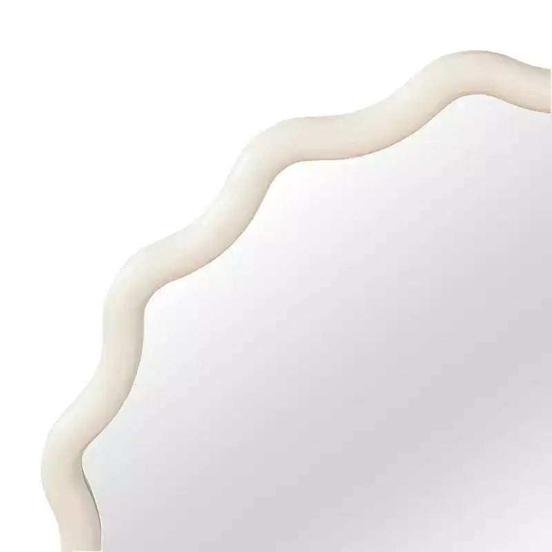 Specchio da parete rotondo ondulato con cornice in legno massello da 36" | Arredamento rustico, bianco