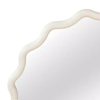 Specchio da parete rotondo ondulato con cornice in legno massello da 36" | Arredamento rustico, bianco
