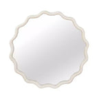 Specchio da parete rotondo ondulato con cornice in legno massello da 36" | Arredamento rustico, bianco